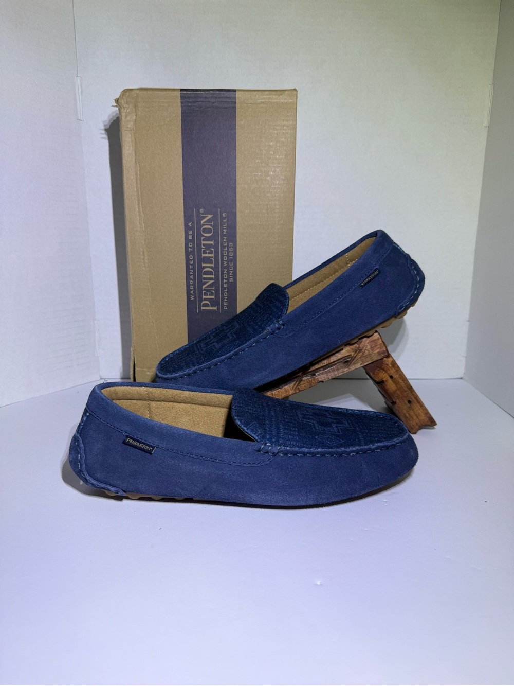 Pendelton Hardings Slippers Navy Shearling Lined Men Size M PM2482-421Denim New